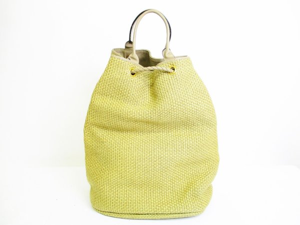 Photo1: BOTTEGA VENETA Hemp and Leather Drawstring Shoulder Bag Hand Bag #7053