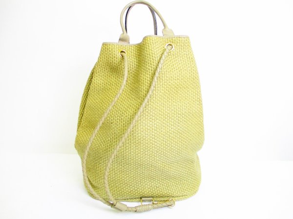 Photo2: BOTTEGA VENETA Hemp and Leather Drawstring Shoulder Bag Hand Bag #7053