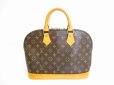 Photo1: LOUIS VUITTON Monogram Leather Brown Hand Bag Purse Alma #7064 (1)