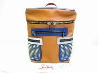 Christian Louboutin Leather Multicolor Spikes Line Backpack Bag Purse #7072