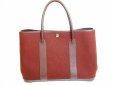 Photo2: HERMES Canvas and Leather Red Brown Hand Bag Purse Garden Party PM #7078 (2)