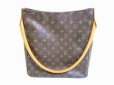 Photo1: LOUIS VUITTON Monogram Brown Leather Shoulder Bag Purse Looping GM #7120 (1)