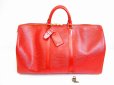 Photo1: LOUIS VUITTON Epi Red Leather Duffle Bag Gym Bag Purse Keepall 50 #7123 (1)