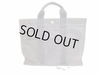 HERMES Gray Canvas Her Line Hand Bag Tote Bag MM Purse #7128