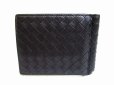 Photo2: BOTTEGA VENETA Intrecciato Black Leather Bifold Bill Wallet Purse #7200 (2)