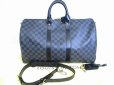 Photo1: LOUIS VUITTON Damier Graphite Leather Gym Bag Keepall 45 Bandouliere #7203 (1)
