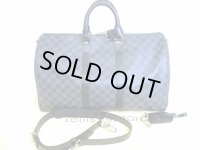 LOUIS VUITTON Damier Graphite Leather Gym Bag Keepall 45 Bandouliere #7203