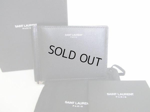 Photo1: Saint Laurent Paris Black Leather Bifold Bill Wallet Purse #7219