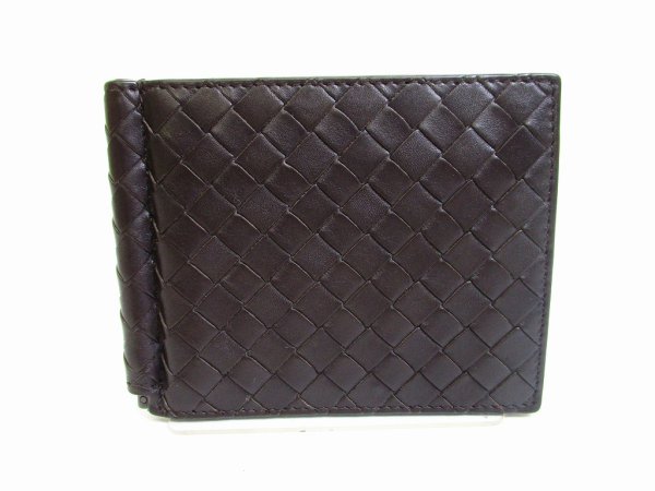 Photo1: BOTTEGA VENETA Intrecciato Dark Brown Leather Bifold Bill Wallet Purse #7224