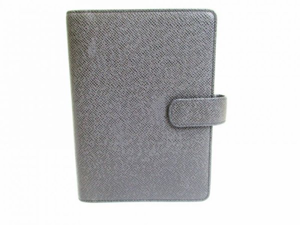 Photo1: LOUIS VUITTON Taiga Leather Ardoise Black Document Holders Agenda MM #7235