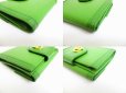 Photo7: BVLGARI Olive Green Leather 2 Folds Bifold Women Wallet #7236