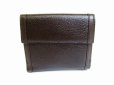 Photo2: BVLGARI Dark Brown Leather 2 Folds Bifold Women Wallet #7237 (2)
