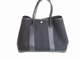 Photo2: HERMES Canvas and Leather Black Hand Bag Purse Garden Party PM #7240 (2)