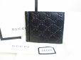 Photo1: GUCCI Guccissima Black Leather Bifold Bill Wallet Purse #7303 (1)