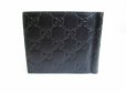 Photo2: GUCCI Guccissima Black Leather Bifold Bill Wallet Purse #7303 (2)