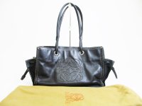 LOEWE Black Leather Tote Bag Shoppers Bag Shoulder bag Purse #7344