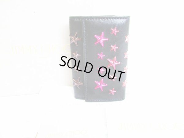 Photo1: Jimmy Choo Multicolor Stars Grainy Leather 6 Pics Key Case #7351