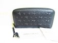 Photo1: Jimmy Choo Black Embossed Stars Leather Zip Around Wallet Purse #7355 (1)