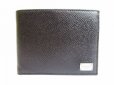 Photo1: DOLCE&GABBANA Black Leather Bifold Wallet Purse #7360 (1)