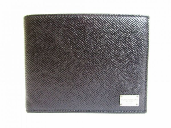 Photo1: DOLCE&GABBANA Black Leather Bifold Wallet Purse #7360