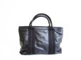 Photo2: HERMES Black Leather Hand Bag Caravan Horizontal PM w/Strap #7369 (2)
