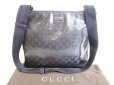 Photo1: GUCCI Imprimee Black PVC Leather Crossbody Bag Purse #7370 (1)
