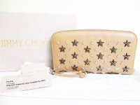 Jimmy Choo Metal Stars Ballet Pink Leather Zip Around Wallet Purse #7373