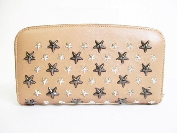 Photo2: Jimmy Choo Metal Stars Ballet Pink Leather Zip Around Wallet Purse #7373