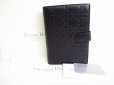 Photo1: Christian Dior Black Leather Document Holders Medium Ring Agenda Cover #7393 (1)