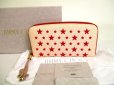 Photo1: Jimmy Choo Red Rubber Stars Light Pink Canvas Zip Around Wallet Purse #7402 (1)