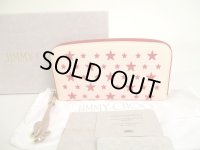 Jimmy Choo Red Rubber Stars Light Pink Canvas Zip Around Wallet Purse #7402