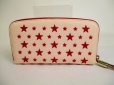 Photo2: Jimmy Choo Red Rubber Stars Light Pink Canvas Zip Around Wallet Purse #7402 (2)