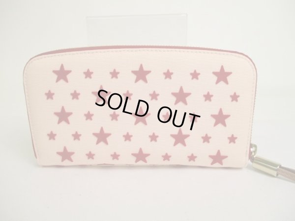 Photo2: Jimmy Choo Red Rubber Stars Light Pink Canvas Zip Around Wallet Purse #7402