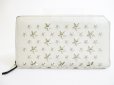 Photo1: Jimmy Choo Silver Metal Stars White Leather Zip Around Wallet Purse #7411 (1)