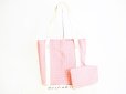 Photo1: BVLGARI Pink Canvas White Leather Logo Mania Tote Bag w/Pouch #7432 (1)