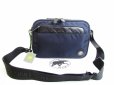 Photo1: HUNTING WORLD Navy Blue Nylon Black Leather Crossbody Bag Purse #7435 (1)