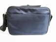 Photo2: HUNTING WORLD Navy Blue Nylon Black Leather Crossbody Bag Purse #7435 (2)