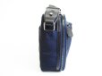 Photo4: HUNTING WORLD Navy Blue Nylon Black Leather Crossbody Bag Purse #7435