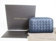 Photo1: BOTTEGA VENETA Intrecciato Navy Blue Leather Round Zip Coin Purse #7451 (1)