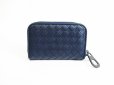 Photo2: BOTTEGA VENETA Intrecciato Navy Blue Leather Round Zip Coin Purse #7451 (2)