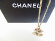 Photo9: CHANEL CC Logo Multicolor Rhinestone Gold Chain Necklace #7472