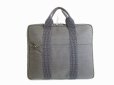 Photo2: HERMES Gray Canvas Her Line Briefcase PC Case Hand Bag w/Strap #7525 (2)