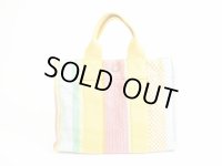 HERMES Limited Multicolor Canvas Hand Bag Tote Bag Purse Fourre-tout PM #7529