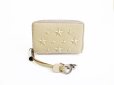 Photo2: Jimmy Choo Embossed Stars Beige Leather Round Zip Coin Purse #7566 (2)