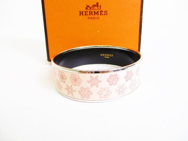 Photo1: HERMES Pink Enamel Bangle Bracelet Emaiyu GM #7605