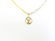 Photo1: LOUIS VUITTON Gold & Silver Stainless Steel Chain Necklace Logo Mania #7612 (1)
