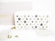 Photo1: Jimmy Choo Metal Stars White Leather Round Zip Wallet Purse #7615 (1)