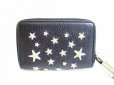 Photo2: Jimmy Choo Metal Stars Black Leather Round Zip Coin Purse #7620 (2)