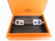 Photo1: HERMES H Motif Sterling Silver Ag925 Cufflinks Cuffs #7631 (1)