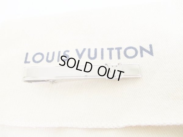 Photo1: LOUIS VUITTON Silver Steel LV Motif Necktie Pin #7644